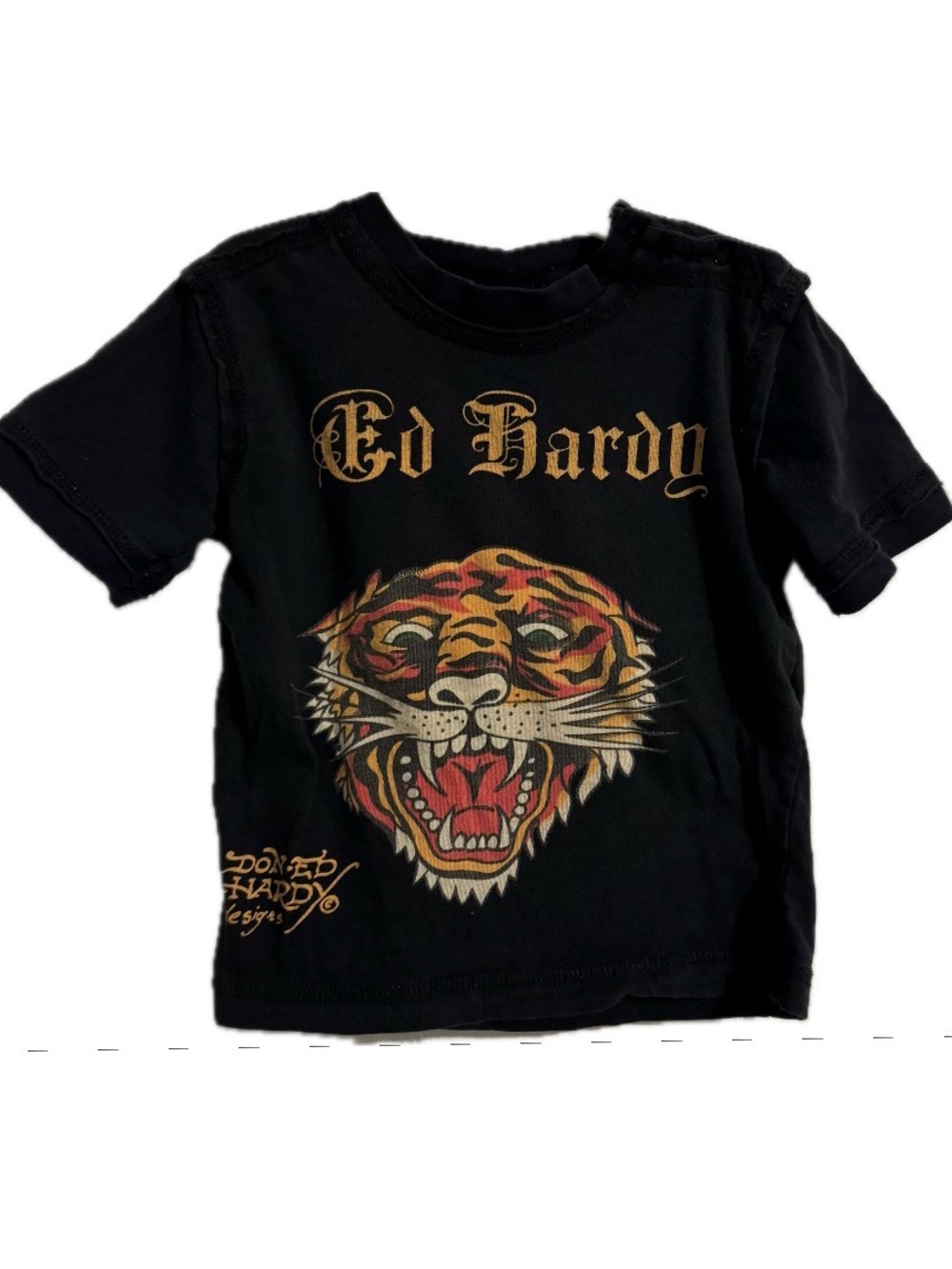 Ed Hardy Kids Toddler Tiger Graphic T-Shirt 12-18M Vintage-Inspired Black